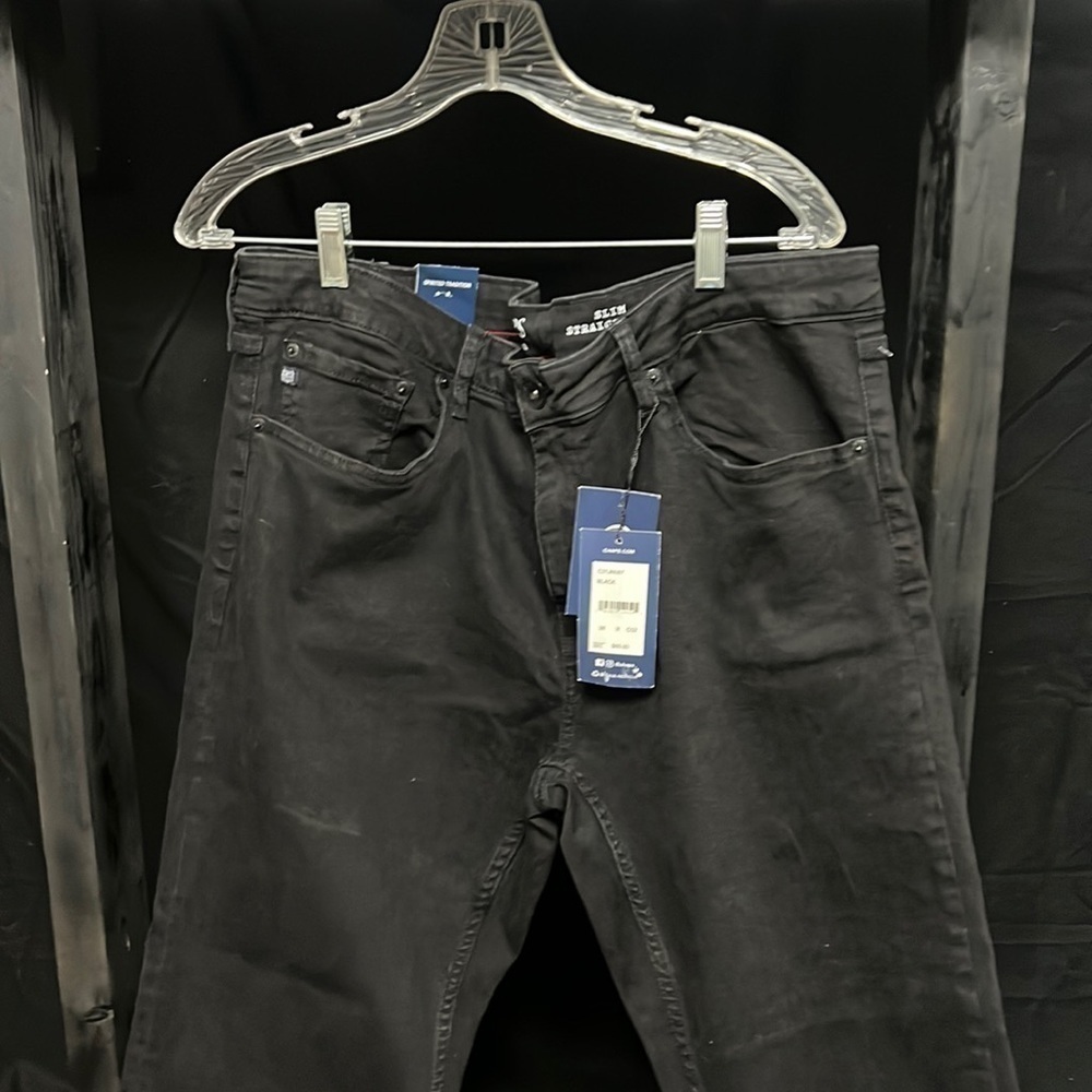 Chaps slim straight fit black jeans 38x32. NWT